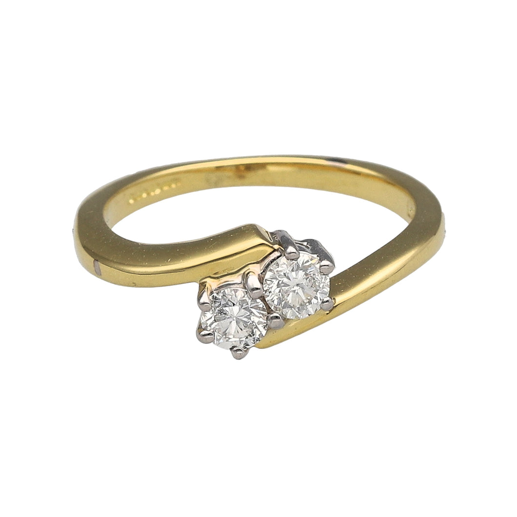 18ct Gold & Double Diamond Set Twist Ring