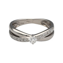 Load image into Gallery viewer, 18ct White Gold &amp; Diamond Set Crossover Band Solitaire Ring
