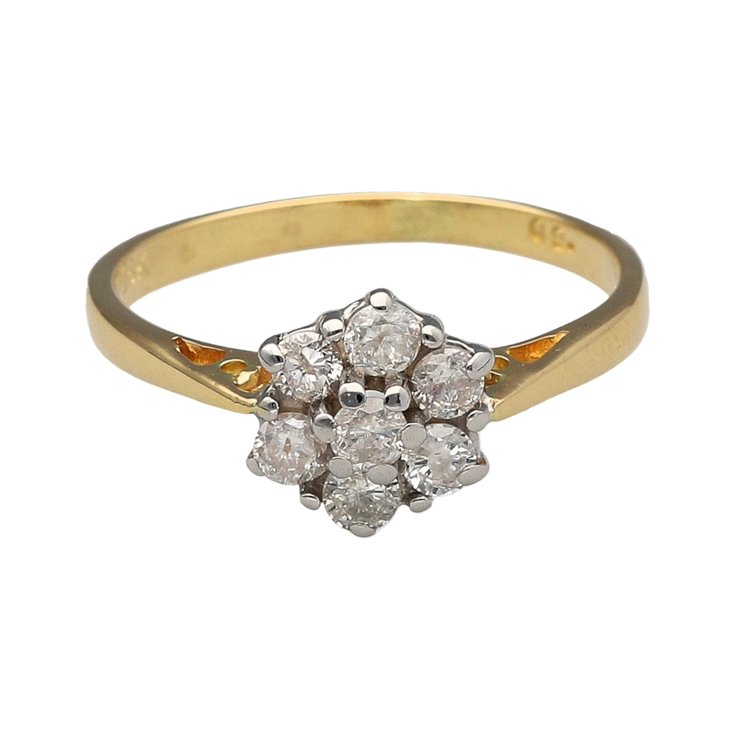 18ct Gold & Diamond Set Flower Cluster Ring