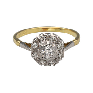 18ct Gold & Diamond Set Antique Style Cluster Ring