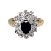 Load image into Gallery viewer, 9ct Gold Diamond &amp; Sapphire Set Swirl Cluster Ring
