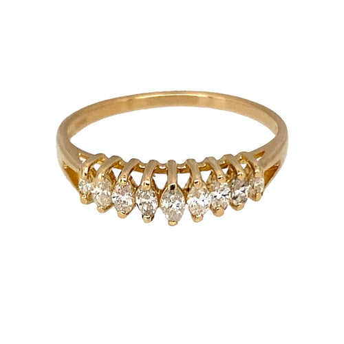 18ct Gold & Diamond Set Marquise Cut Band Ring