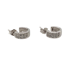 Load image into Gallery viewer, Preowned 9ct White Gold &amp; Diamond Set Small Huggie Hoop Stud Earrings with the weight 2.50 grams
