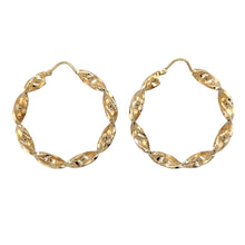 Load image into Gallery viewer, 9ct Gold Patterned Twist Hoop Creole Earrings
