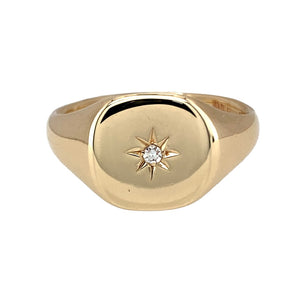 9ct Gold & Diamond Set Signet Ring