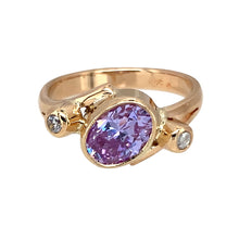 Load image into Gallery viewer, 14ct Gold &amp; Purple and White Cubic Zirconia Dress Ring
