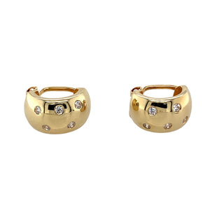 9ct Gold & Cubic Zirconia Set Huggie Clip On Earrings