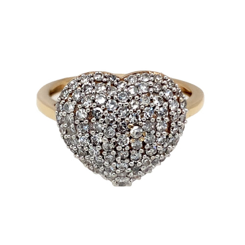 9ct Gold & Diamond Pave Set Heart Ring