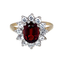 Load image into Gallery viewer, 9ct Gold Garnet &amp; Cubic Zirconia Set Cluster Ring
