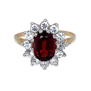 9ct Gold Garnet & Cubic Zirconia Set Cluster Ring