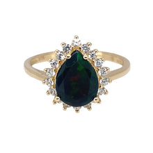 Load image into Gallery viewer, 9ct Gold Iridescent Stone &amp; Cubic Zirconia Teardrop Cluster Ring

