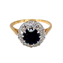 Load image into Gallery viewer, 18ct Gold Diamond &amp; Sapphire Set Cluster Ring
