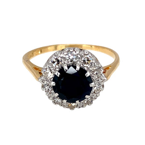 18ct Gold Diamond & Sapphire Set Cluster Ring