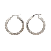 Load image into Gallery viewer, 9ct White Gold Patterned Hoop Creole Earrings
