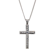 Load image into Gallery viewer, 18ct White Gold &amp; Diamond Set Cross 18&quot; Necklace
