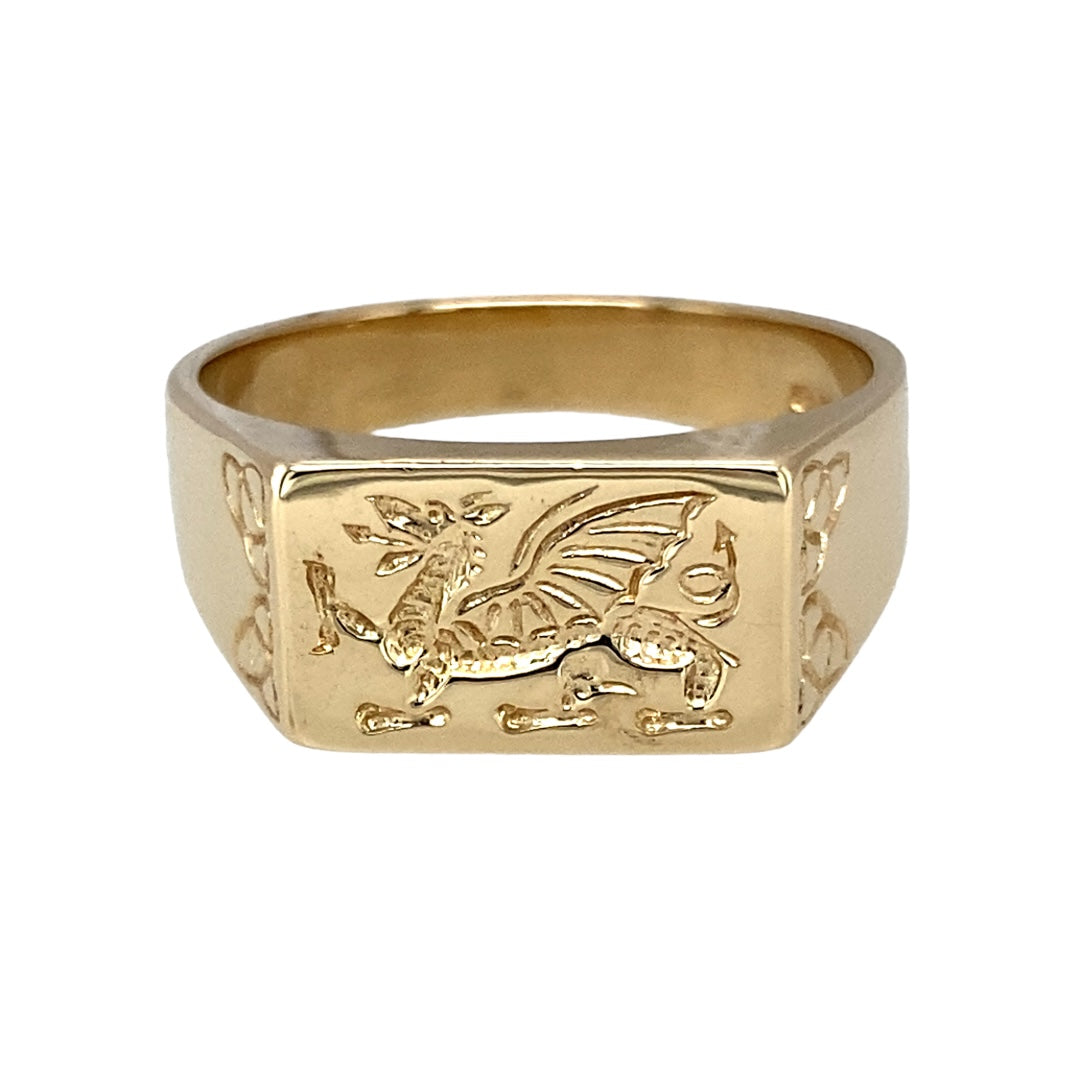 Preowned 9ct Gold Welsh Dragon Signet Ring – Gold Reserves Jewellers