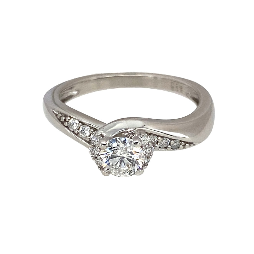 9ct White Gold & Diamond Set Solitaire Ring