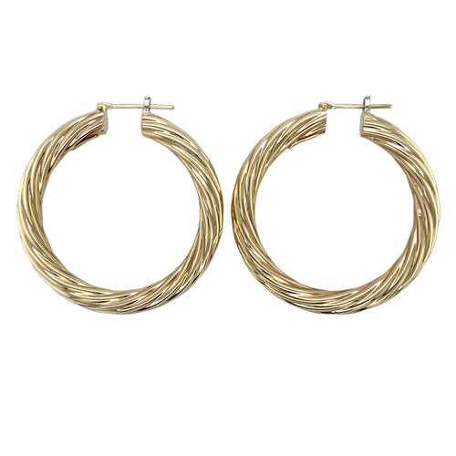 9ct Gold Twisted Hoop Creole Earrings