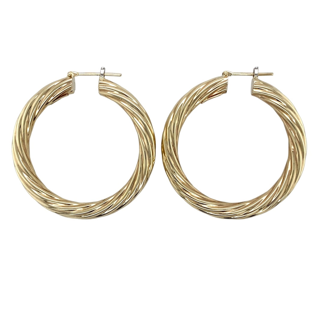 9ct Gold Twisted Hoop Creole Earrings