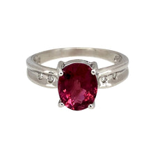 Load image into Gallery viewer, 9ct White Gold Diamond &amp; Pink Stone Set Ring
