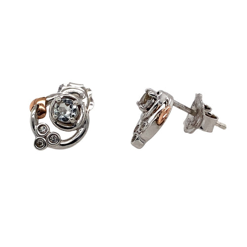 925 Silver & White Topaz Set Tree of Life Clogau Stud Earrings