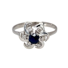 Load image into Gallery viewer, 14ct White Gold Diamond &amp; Sapphire Set Flower Ring
