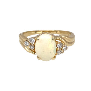 9ct Gold Diamond & Opal Set Ring