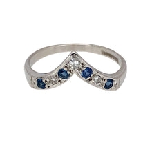 Load image into Gallery viewer, 9ct White Gold Diamond &amp; Sapphire Set Wishbone Ring
