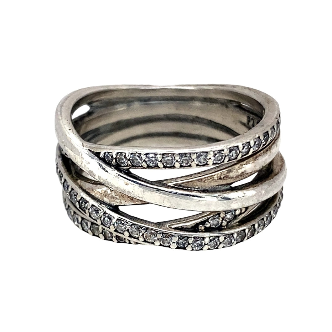 925 Silver & Cubic Zirconia Set Pandora Wide Band Ring