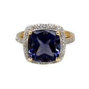 9ct Gold Diamond & Purple Stone Dress Ring