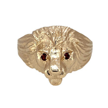 Load image into Gallery viewer, 9ct Gold &amp; Red Stone Set Lion&#39;s Head Ring
