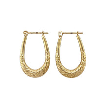 Load image into Gallery viewer, 9ct Gold Patterned Oval Creole Earrings
