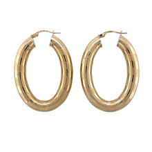 Load image into Gallery viewer, 9ct Gold Patterned Striped Oval Creole Earrings
