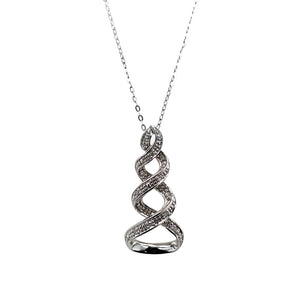 9ct White Gold & Diamond Set Swirl 18" Necklace