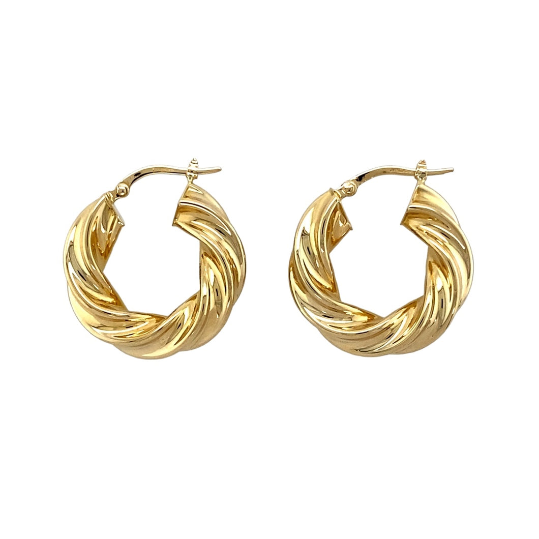 9ct Gold Twisted Hoop Creole Earrings