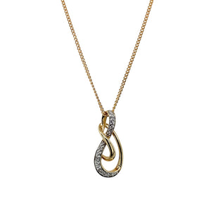 9ct Gold & Diamond Set Swirl 18" Necklace