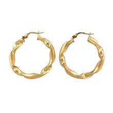 Load image into Gallery viewer, 18ct Gold Twisted Textured Hoop Creole Earrings
