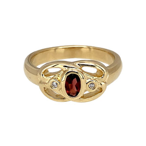 9ct Gold Diamond & Garnet Set Clogau Ring