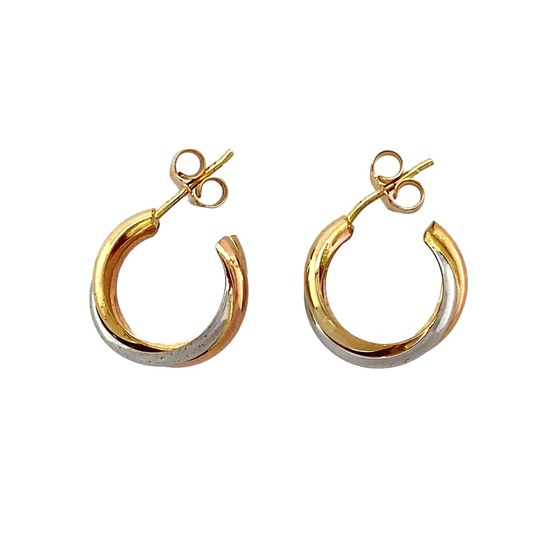 18ct Gold Twisted Hoop Stud Earrings