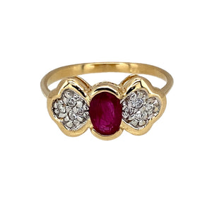 9ct Gold Diamond & Ruby Set Ring