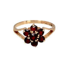 Load image into Gallery viewer, 9ct Gold &amp; Garnet Set Flower Cluster Ring
