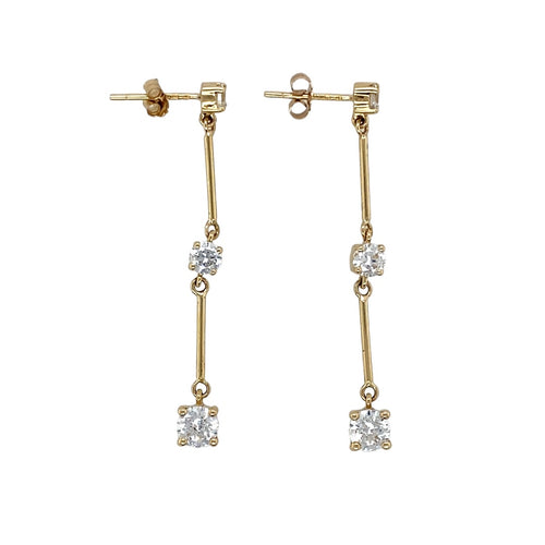 9ct Gold & Cubic Zirconia Drop Earrings