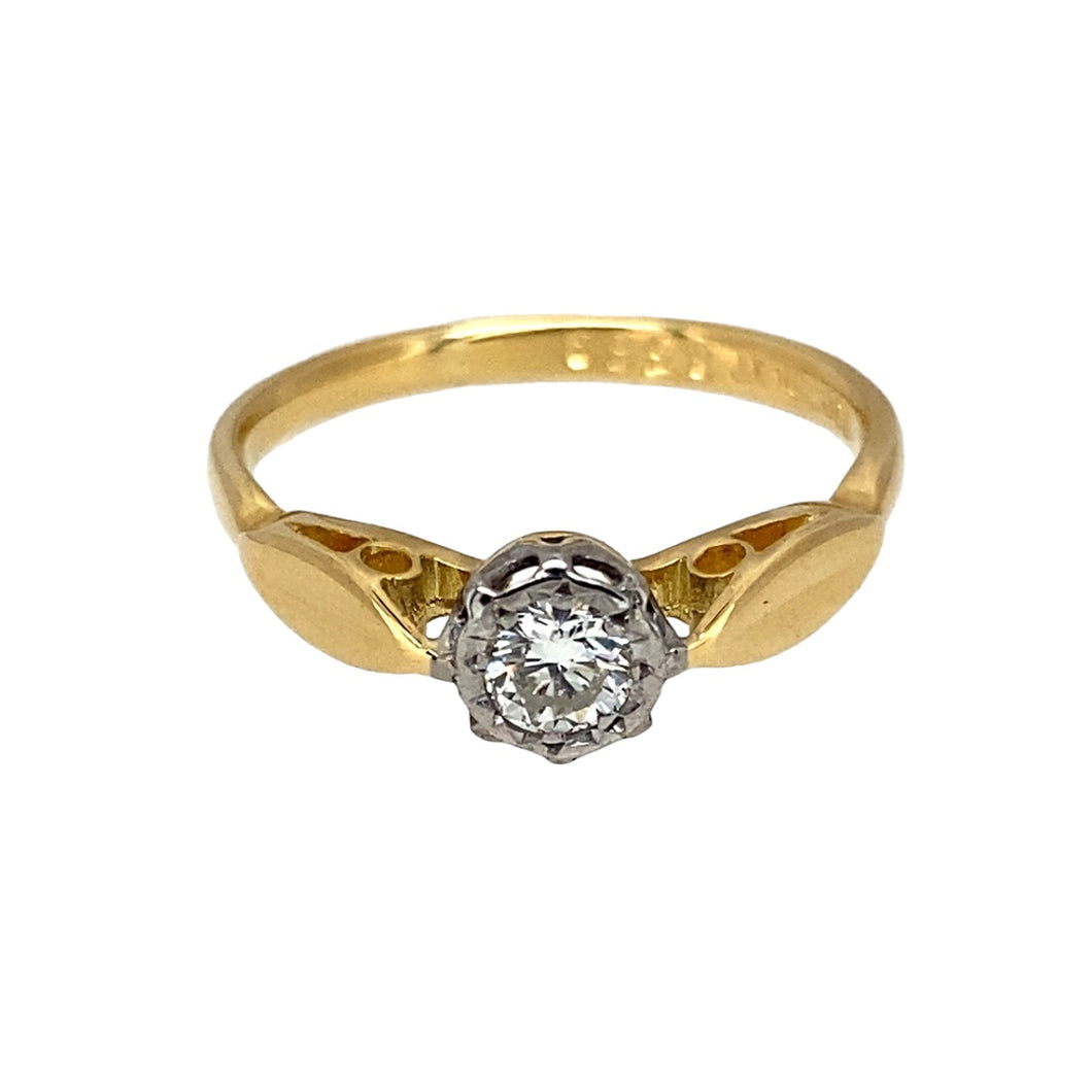 18ct Gold & Diamond Set Solitaire Ring