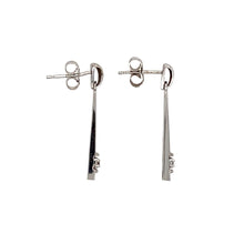 Load image into Gallery viewer, Preowned 9ct White Gold &amp; Diamond Set Bar Stud Earrings with the weight 1.10 grams
