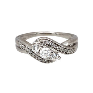 9ct White Gold & Diamond Set Trilogy Twist Ring