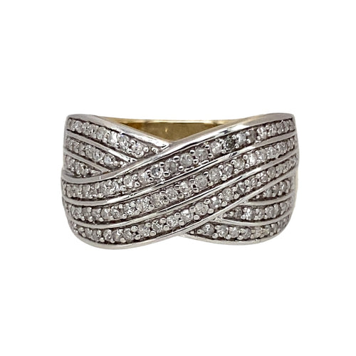 9ct Gold & Diamond Set Crossover Band Ring