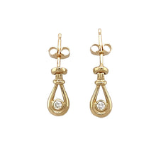 Load image into Gallery viewer, 9ct Gold &amp; Diamond Set Drop Earrings
