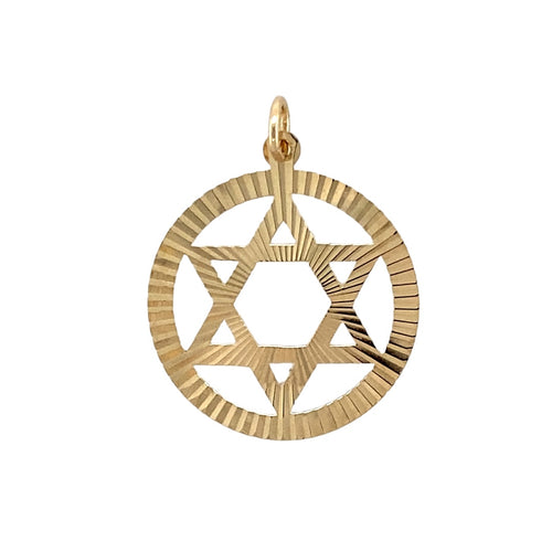 9ct Gold Patterned Star of David Pendant