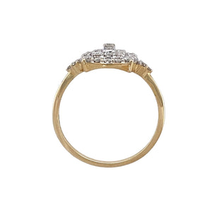 9ct Gold & Diamond Set Three Row Halo Ring