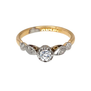 18ct Gold & Platinum Diamond Set Solitaire Ring